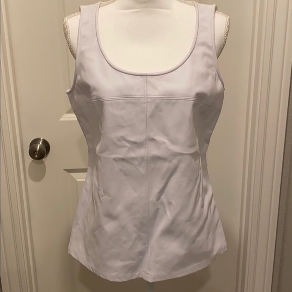 White faux leather mixed media tank